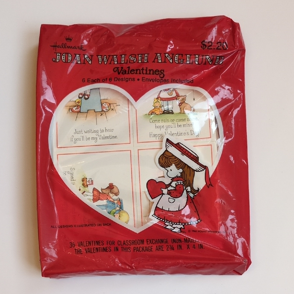 NIP Vtg 1968 Hallmark Joan Walsh Anglund Classroom Valentine Cards - Cat Hearts